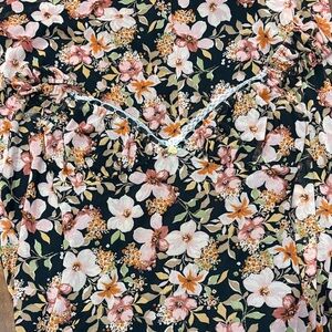 Black Floral Ruffle Trim Dress Top